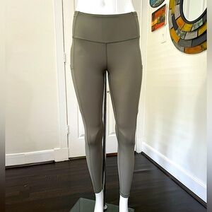 FLEXLIVING drab olive green, utility leggings, super soft, size small, 7 pocket
